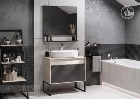 Тумба под раковину AQUATON Лофт Урбан 80 серый графит, дуб орегон 1A247601LQX60