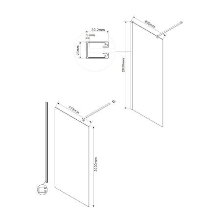 Душевая перегородка Vincea Walk-In VSW-1H800CG, 800*2000, хром, стекло тонированное
