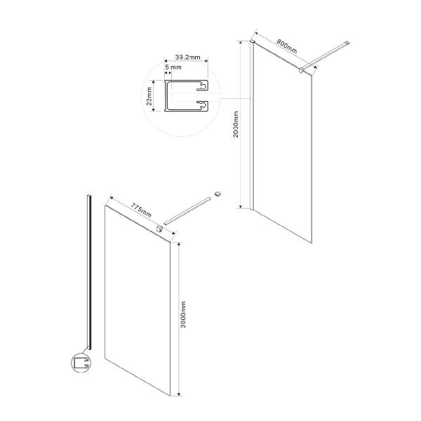 Душевая перегородка Vincea Walk-In VSW-1H800CG, 800*2000, хром, стекло тонированное