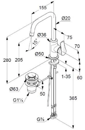 Смеситель для раковины Kludi Pure&Solid 340250575