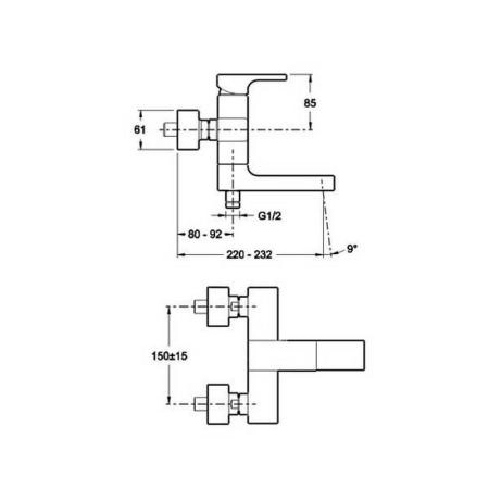 Смеситель Jacob Delafon STRAYT E45370-CP для ванны хром