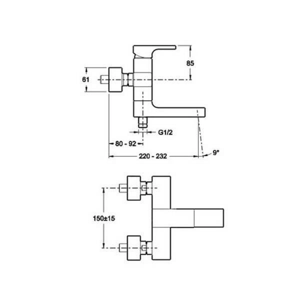 Смеситель Jacob Delafon STRAYT E45370-CP для ванны хром