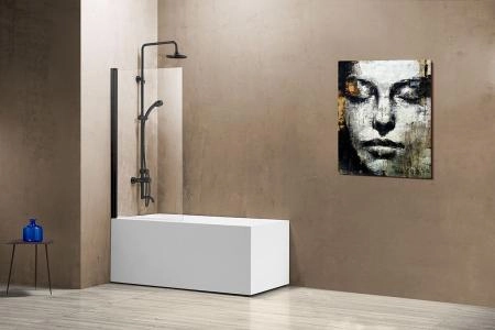 Шторка на ванну Vincea VSB-11800CLB, 800*1400, черный, стекло прозрачное