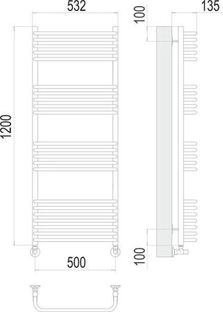 Полотенцесушитель Terminus Стандарт П22 500х1200 водяной