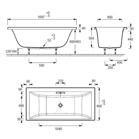 Ванна Jacob Delafon EVOK E60341-00 170х80 см с ножками