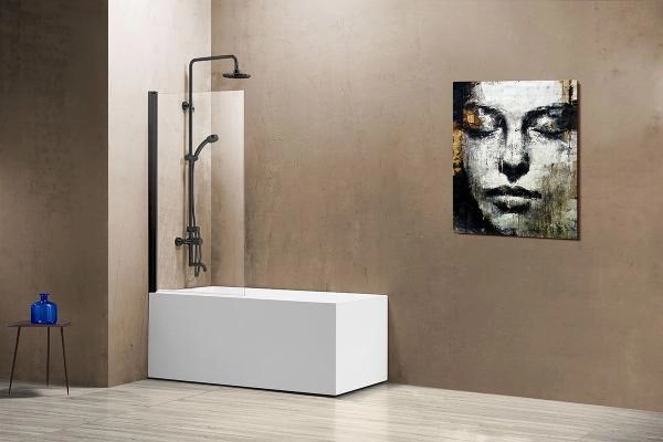 Шторка на ванну Vincea VSB-11800CLB, 800*1400, черный, стекло прозрачное