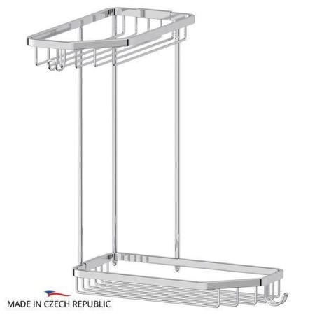 Полочка-решетка FBS Ryna RYN 013 с крючками угловая 2-х ярусная 20/20 cm хром