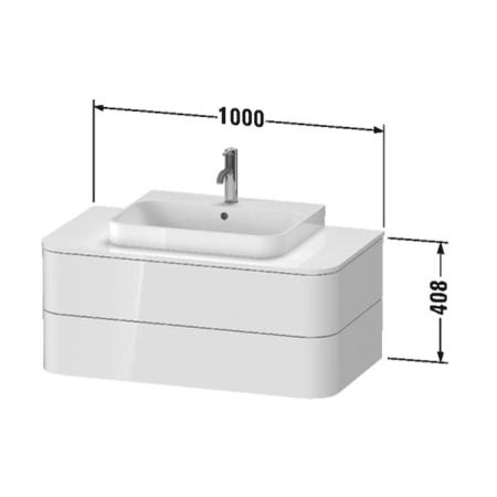 Duravit Happy D.2 Plus Тумба подвесная 100x55х40.8см, с раковиной и 2 ящиками, цвет: stone grey satin matt