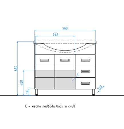 Тумба под раковину Style Line Elfante Ирис 100 (3 ящ.) напольная с ящиками, белая