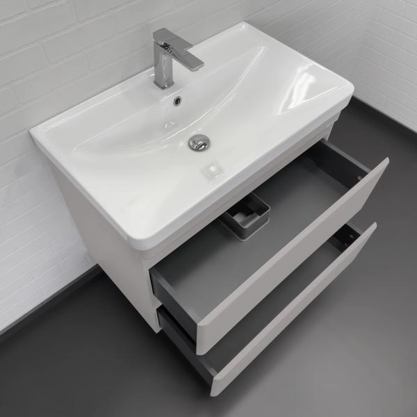 Тумба с раковиной Comforty Енисей-80П2 00-00022358CF подвесная серый шелк c раковиной 4480