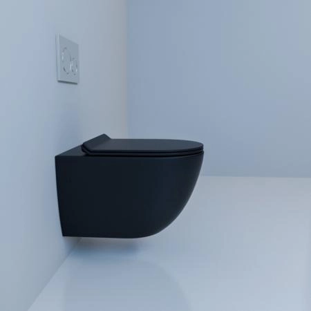 Унитаз ESBANO FORTEX торнадо черный матовый безободковый подвесной 555х370х370