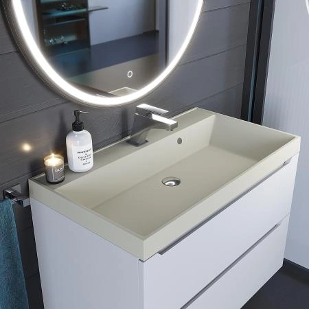 Раковина кварцевая Uperwood Classic Quartz 80 см, бежевая матовая, лён