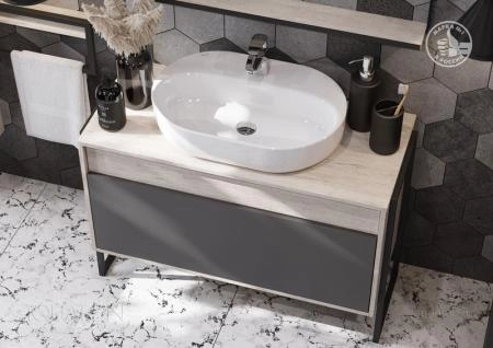 Тумба под раковину AQUATON Лофт Урбан 100 серый графит, дуб орегон 1A247701LQX60