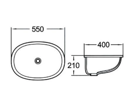 Раковина SantiLine SL-3001 55x39,5 подстольный керамическая Белый