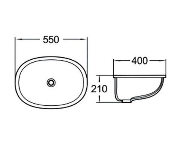 Раковина SantiLine SL-3001 55x39,5 подстольный керамическая Белый
