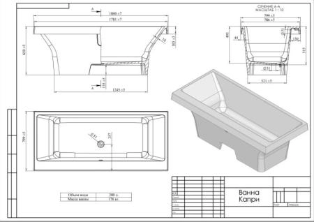 Ванна Astra-Form Капри белая 180х80