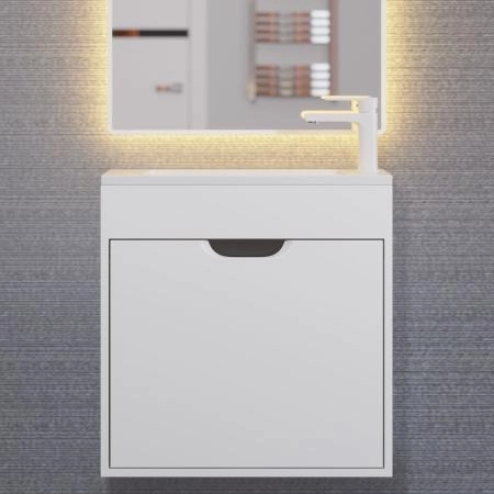 Тумба под раковину для ванной Uperwood Modul 60 см, подвесная, матовая, белая/графит