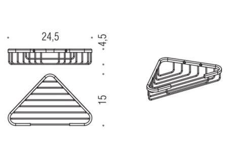 Colombo Basic Угловая металлическая полочка 24.5x15x4.5см, цвет: хром