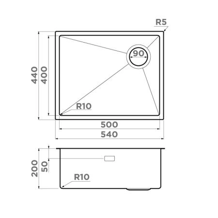 Кухонная мойка Omoikiri Taki 54-U/IF-IN Side SF нерж.сталь/нержавеющая сталь 4997034
