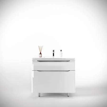 Тумба напольная Style Line Марелла 90 (2 ящ.) Люкс антискрейтч белый глянец, PLUS