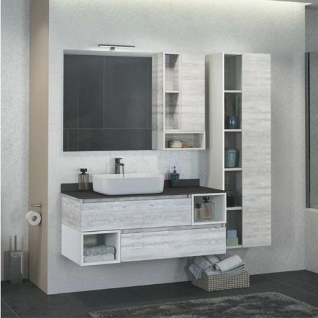 Зеркало шкаф Comforty Прага-120 дуб белый