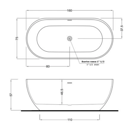 Gruppo Treesse Clivia Ванна 170x80x60см., отдельностоящая, цвет: белый глянец