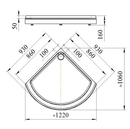 Поддон к душевому углу Найт 90 (радиальный поддон на раме-подставке с устройством слива)
