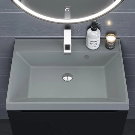Раковина кварцевая Uperwood Classic Quartz 60 см, серая матовая, платина