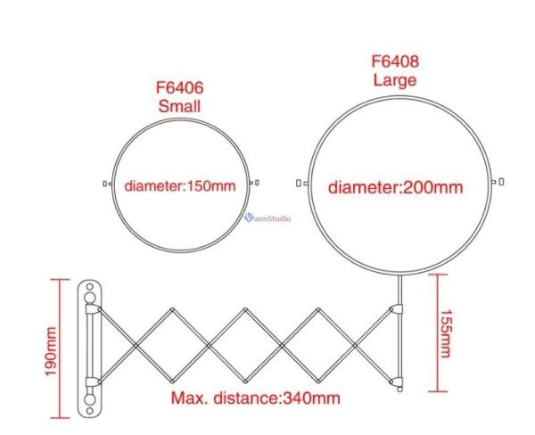 F6408 Косметическое зеркало Frap с увеличением настеное