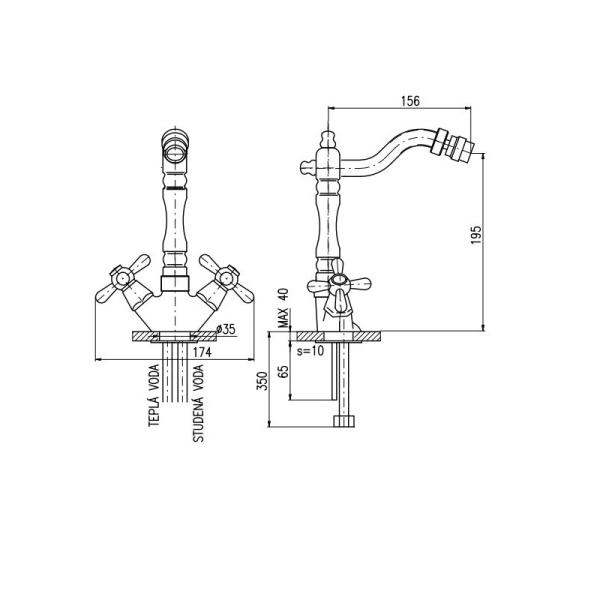 Смеситель Rav Slezak MORAVA RETRO MK120.5/9SM для биде, цвет Бронза