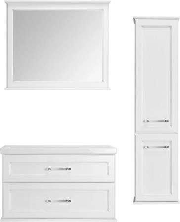 Тумба под раковину ASB-Woodline Венеция 100 Белый (патина серебро)