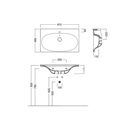 Раковина Hatria LeFiabe Y1AB подвесная 81x48,5