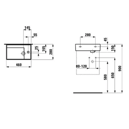 Laufen Kartell Раковина 46х28х12 см, 1 отв., без перелива, цвет: белый