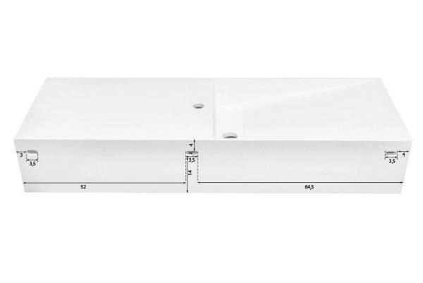 Раковина NT BAGNO NT501 Cagliari Right 1200x420 искусственный камень белый матовый