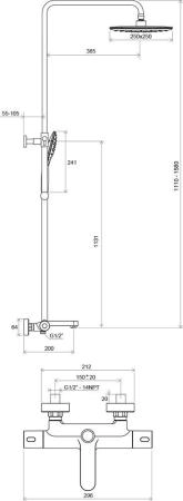 Душевая стойка Ravak Termo 300 TE 092.00/150 термостат X070098