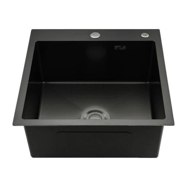 Кухонная мойка Gappo GS5050-6 500x500x215mm 0.8мм с коландером Черный
