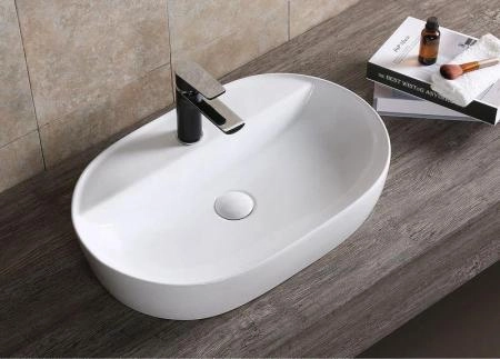 Раковина Cerutti SPA CR0074 накладная, белая, овальная, с отверстием под смеситель 600х400х120 Cerutti