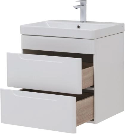 Тумба под раковину Aquanet София 60 белый глянец (2 ящика)