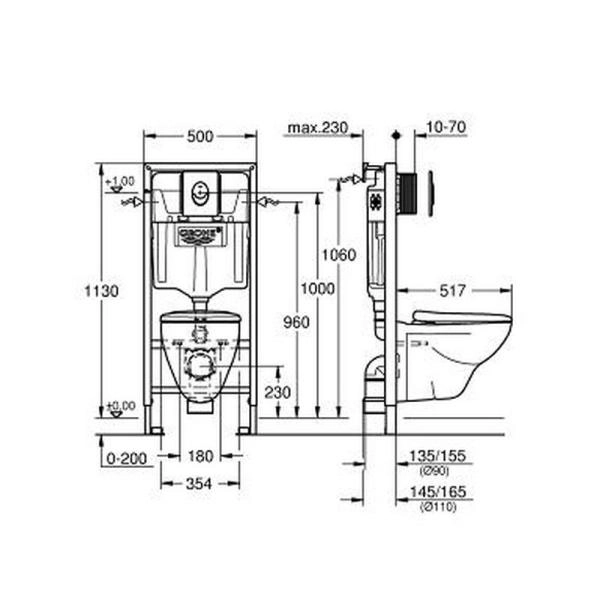 Унитаз с инсталляцией Grohe Solido Lecico 39192000 4 в 1
