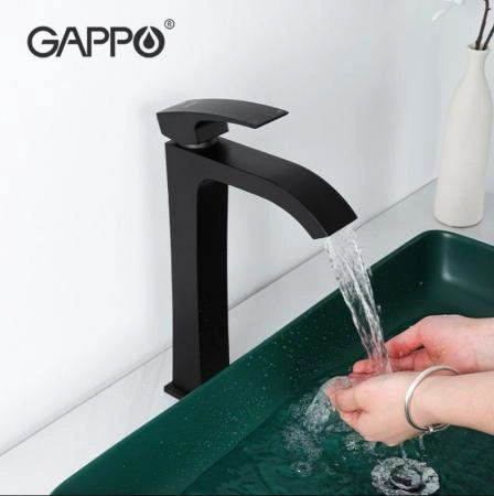 Смеситель Gappo G1007-86 для раковины высокий чёрный