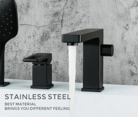 Смеситель Gappo G1117-6 на борт ванны 3 отверстия, чёрный