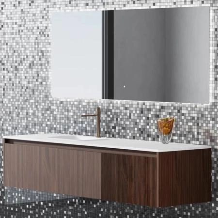 Salini Зеркало для ванны OMBRA 100х90х2.5см., с LED подсветкой, влагостойкое AGC Сrystalvision, сенс. выкл., крепления, обогрев, антизапот.
