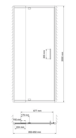 Душевая дверь WasserKraft Berkel 48P04 90 см, распашная, универсальная