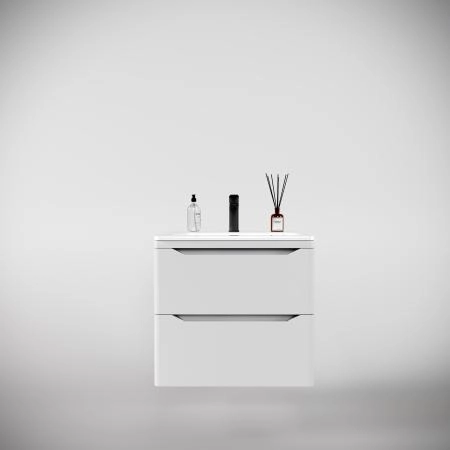 Тумба подвесная Style Line Марелла 60 (2 ящ.) Люкс антискрейтч белый матовый, PLUS