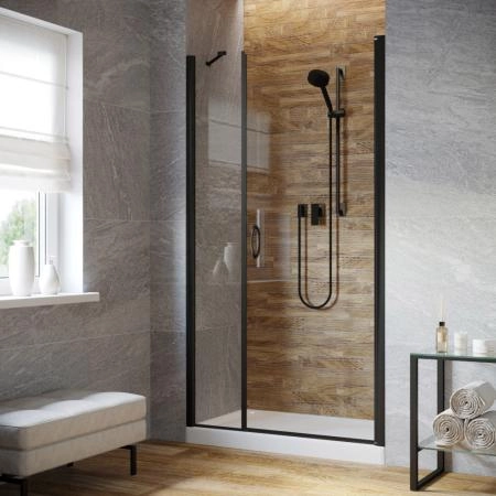 Душевая дверь Vegas-glass EP-F-2 LUX 150 02М 01 R, профиль черный матовый, стекло прозрачное