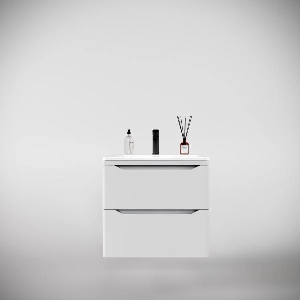 Тумба подвесная Style Line Марелла 60 (2 ящ.) Люкс антискрейтч белый матовый, PLUS