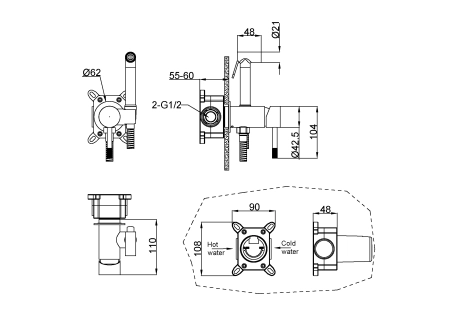 Смеситель гигиенический Boheme Uno. Brushed Bronze 467-BRB