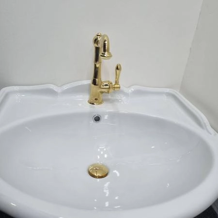 Gattoni Orta New Смеситель для раковины, на 1 отв., с высоким изливом, с донным клапаном, цвет: золото 24кт
