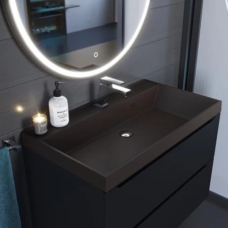 Раковина кварцевая Uperwood Classic Quartz 80 см, коричневая матовая, трюфель