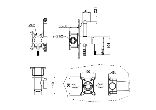 Смеситель гигиенический Boheme Uno. Copper Brushed 467-CB